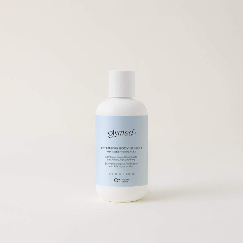 GlyMed Plus Refining Body Scrub with AHAs and jojoba beads for smoother, exfoliated body skin