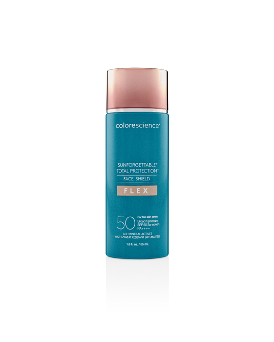 Colorescience Sunforgettable Face Shield Flex SPF 50, a tinted mineral sunscreen with buildable coverage