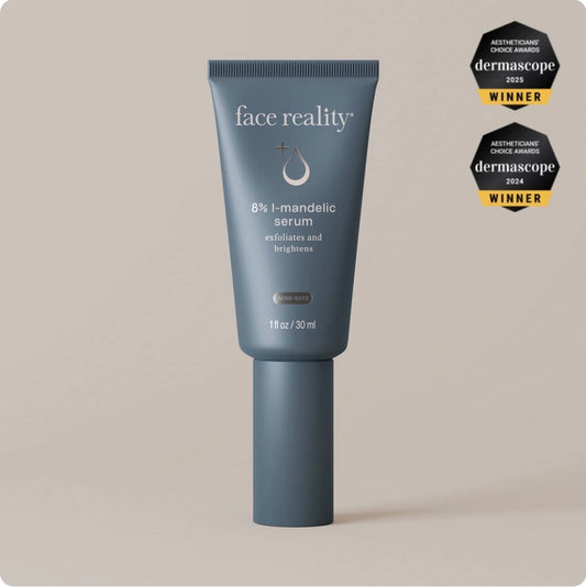 Face Reality 8% L-Mandelic Serum, a stronger exfoliating acne serum for clearer, refined skin