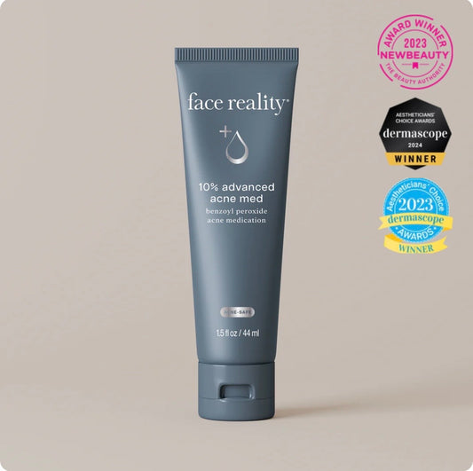 Face Reality Acne Med 10%, a maximum-strength benzoyl peroxide spot treatment for stubborn breakouts