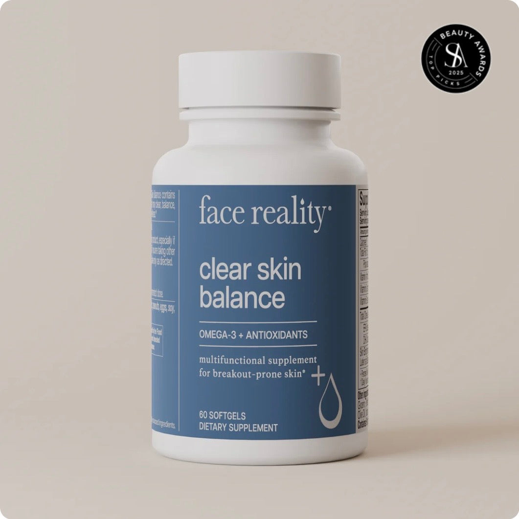 Face Reality Clear Skin Balance, an omega-3 and antioxidant supplement for clearer, balanced skin