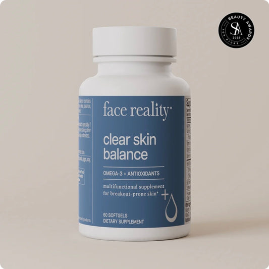 Face Reality Clear Skin Balance, an omega-3 and antioxidant supplement for clearer, balanced skin