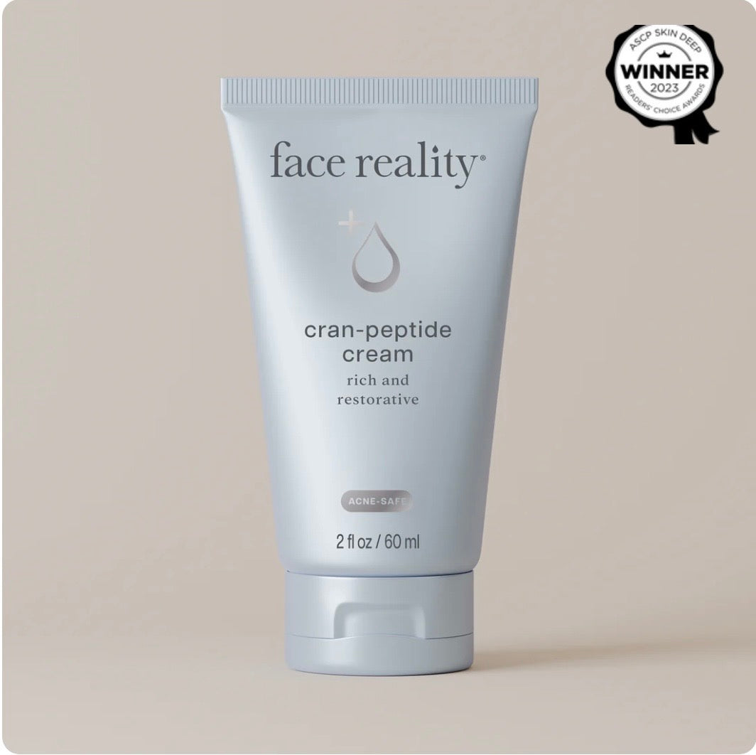 Face Reality Cran-Peptide Cream, a rich peptide moisturizer for dry, sensitive acne-safe skin