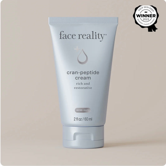 Face Reality Cran-Peptide Cream, a rich peptide moisturizer for dry, sensitive acne-safe skin