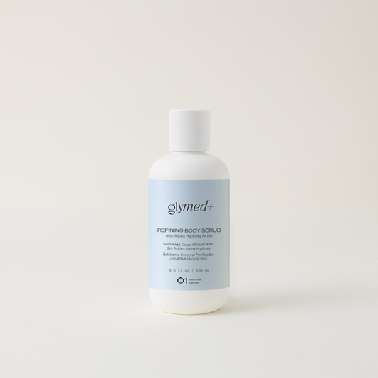 GlyMed Plus Refining Body Scrub with AHAs and jojoba beads for smoother, exfoliated body skin